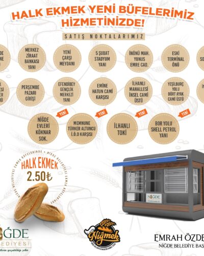 Niğde Belediyesi Ekmek Büfelerinin Sayısını Arttırdı