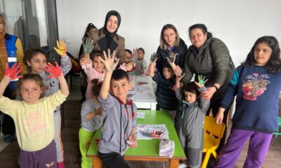 Depremzede çocuklar için oyun ve etkinlik sınıfı oluşturuldu