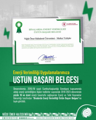 NÖHÜ, Enerji Verimliliğinde Ülkemizin Öncü Kurumlarından Biri Oldu